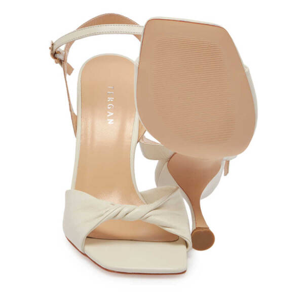 Beyaz Deri Kadın Topuklu Ayakkabı - K24I1AY67184-N3O - 4