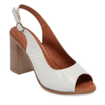  Beyaz Deri Kadın Topuklu Ayakkabı - K24Y1AY67241-A26 