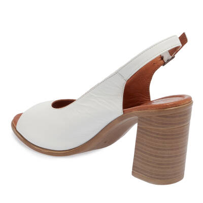  Beyaz Deri Kadın Topuklu Ayakkabı - K24Y1AY67241-A26 - 2