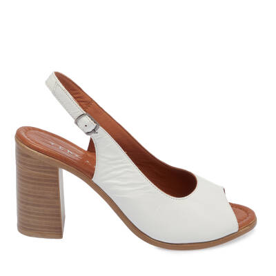  Beyaz Deri Kadın Topuklu Ayakkabı - K24Y1AY67241-A26 - 3
