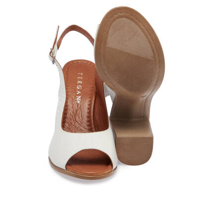  Beyaz Deri Kadın Topuklu Ayakkabı - K24Y1AY67241-A26 - 4