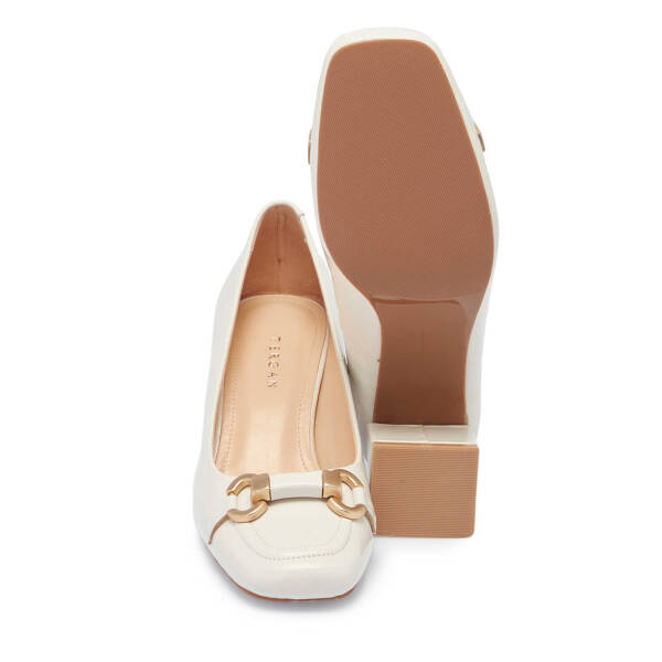 Beyaz Hakiki Deri Kadın Topuklu Ayakkabı - K25I1AY67798-U4S - 4