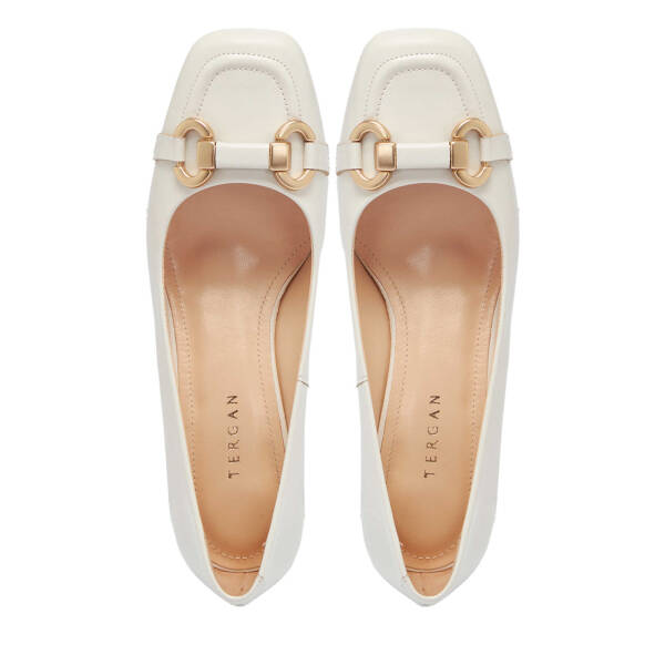 Beyaz Hakiki Deri Kadın Topuklu Ayakkabı - K25I1AY67798-U4S - 5