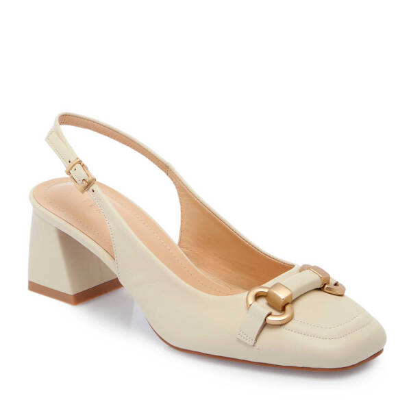 Beyaz Deri Kadın Topuklu Ayakkabı - K25Y1AY67802-N3O - 1