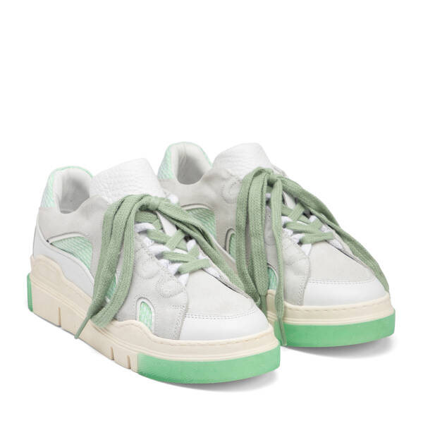 Beyaz Deri-Tekstil Kadın Sneaker - K25I1AY67898-A26 - 2