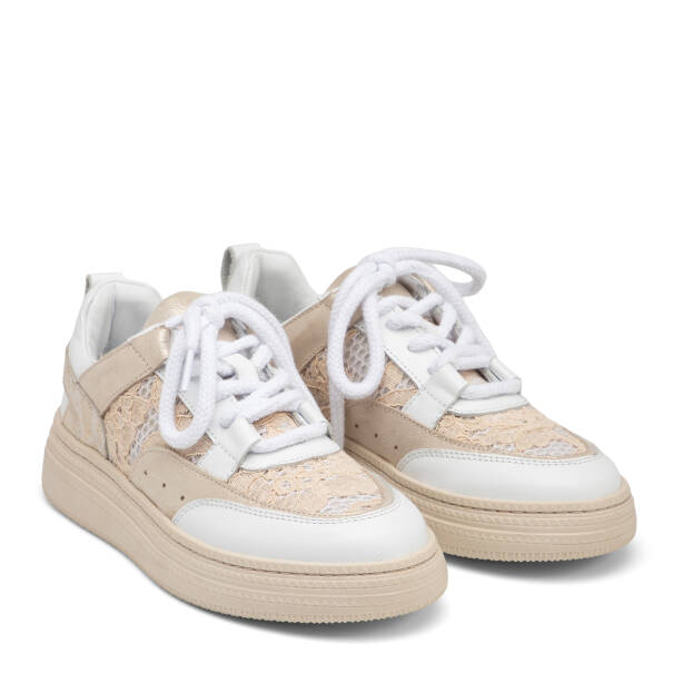 Beyaz Deri-Tekstil Kadın Sneaker - K25I1AY67901-A26 - 2