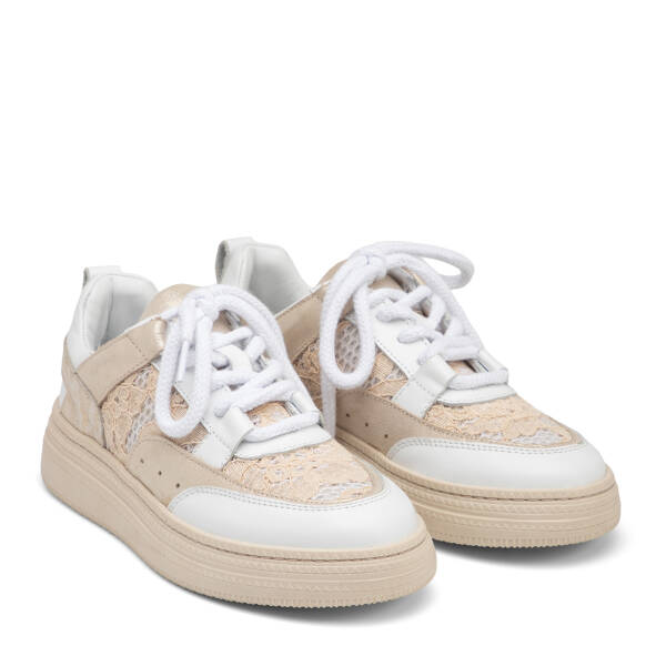 Beyaz Deri-Tekstil Kadın Sneaker - K25I1AY67901-A26 - 2