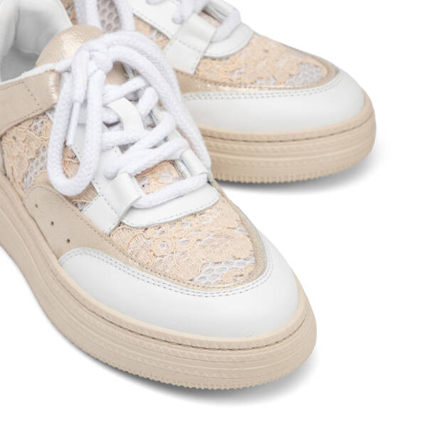 Beyaz Deri-Tekstil Kadın Sneaker - K25I1AY67901-A26 - 3