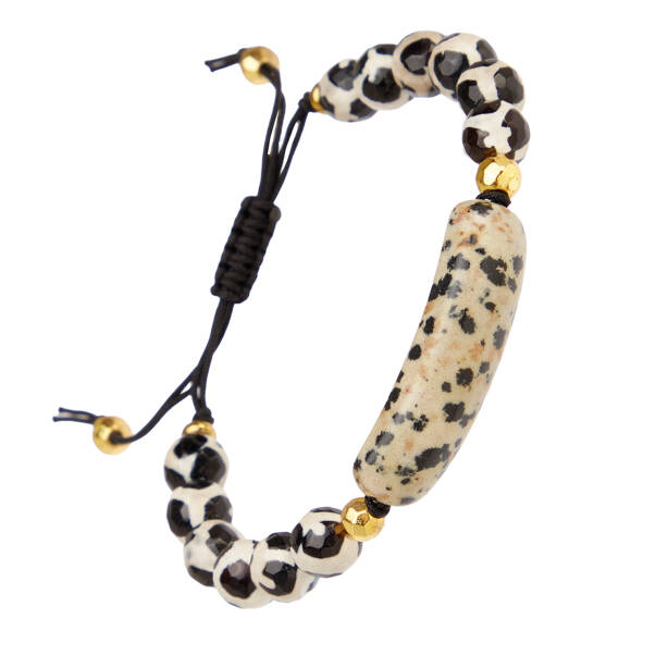 Beyaz Doğal Taş Kadın Bileklik - K1BLK0450274-X63 - Tergan