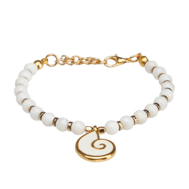 Beyaz Doğal Taş Kadın Bileklik - K1BLK0450276-D93 - Tergan