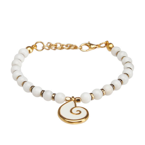 Beyaz Doğal Taş Kadın Bileklik - K1BLK0450276-D93 - 1