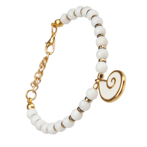 Beyaz Doğal Taş Kadın Bileklik - K1BLK0450276-D93 - Tergan