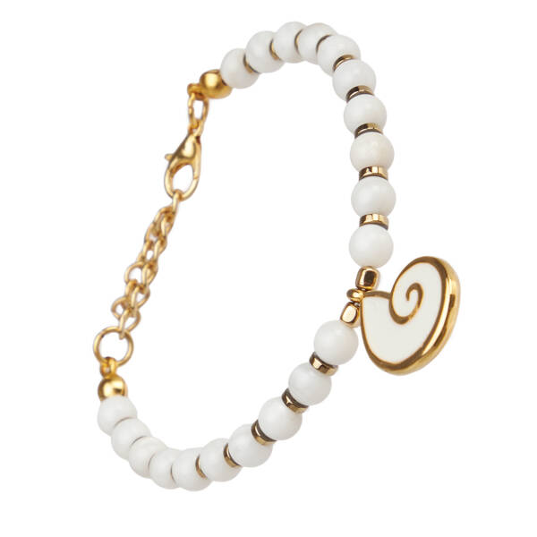 Beyaz Doğal Taş Kadın Bileklik - K1BLK0450276-D93 - 2