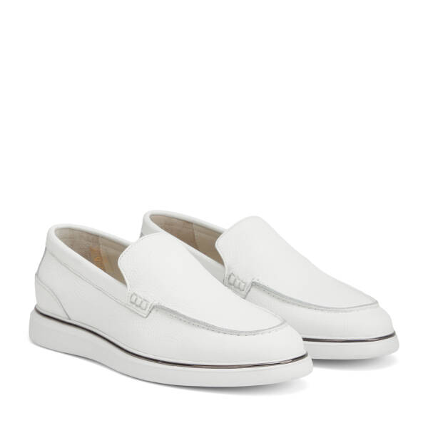 Beyaz Hakiki Deri Erkek Loafer - E26I1AY57588-A26 - 2