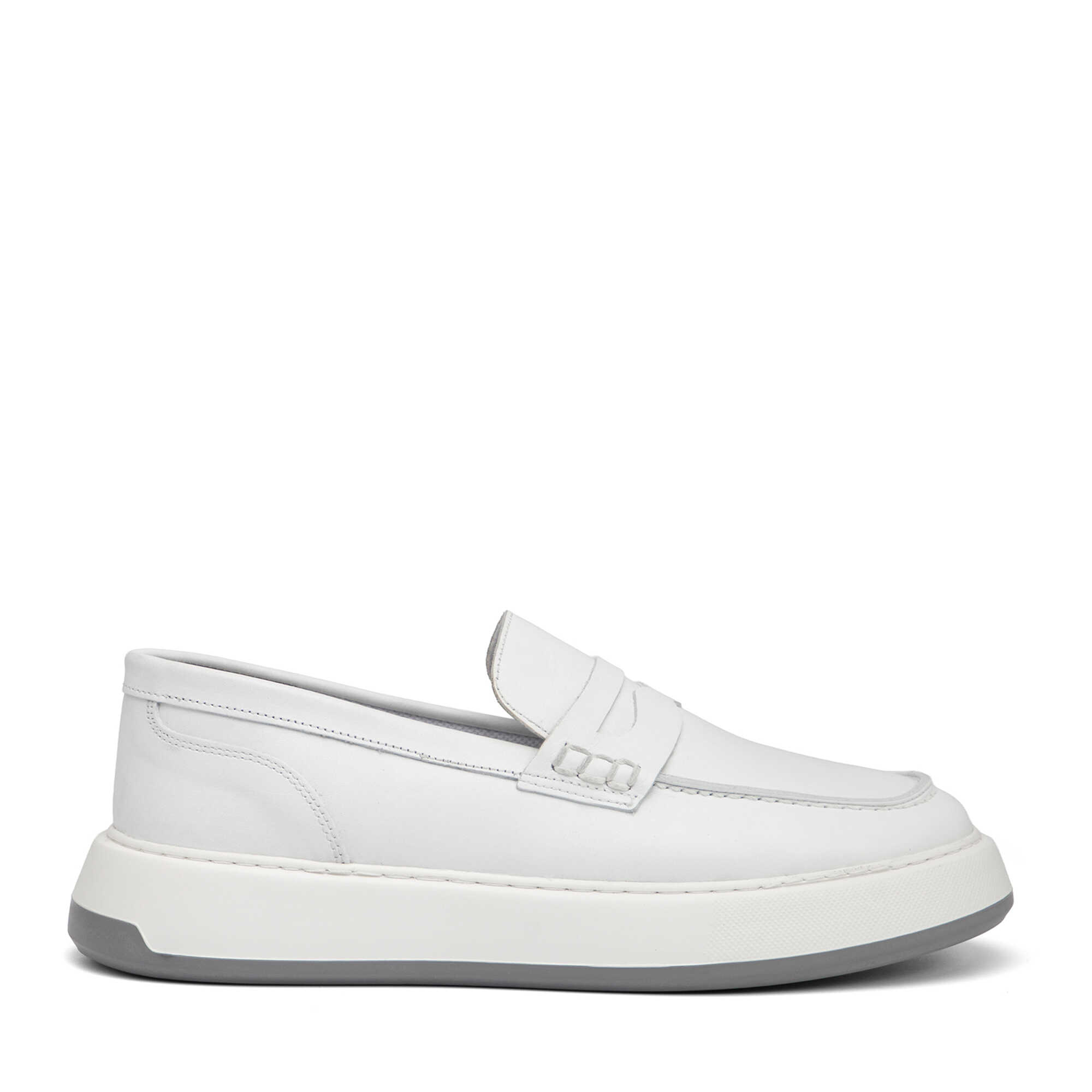 Beyaz Hakiki Deri Erkek Loafer - E26I1AY57628-A26