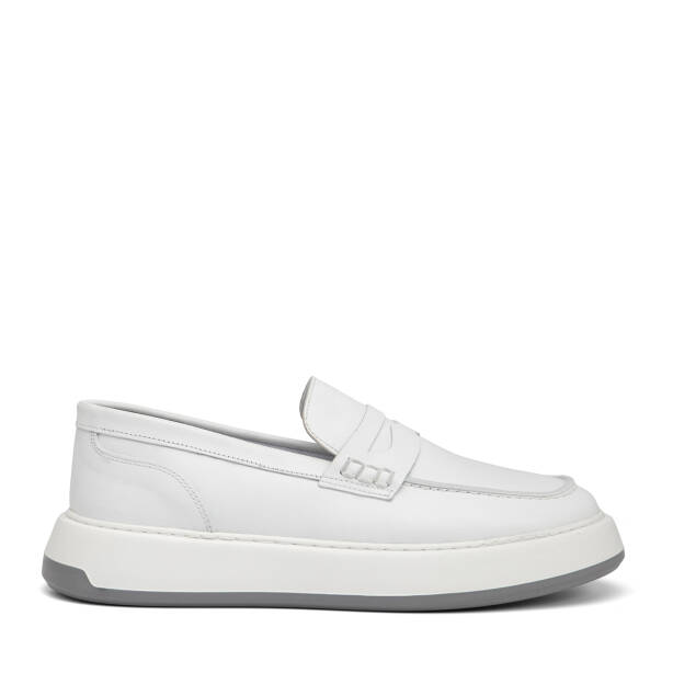 Beyaz Hakiki Deri Erkek Loafer - E26I1AY57628-A26 - 1