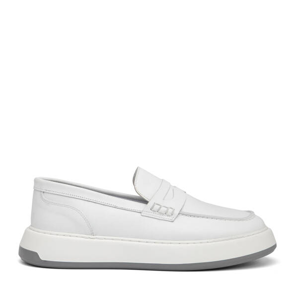 Beyaz Hakiki Deri Erkek Loafer - E26I1AY57628-A26 - 1