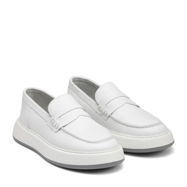 Beyaz Hakiki Deri Erkek Loafer - E26I1AY57628-A26 - 2