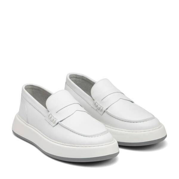 Beyaz Hakiki Deri Erkek Loafer - E26I1AY57628-A26 - 2