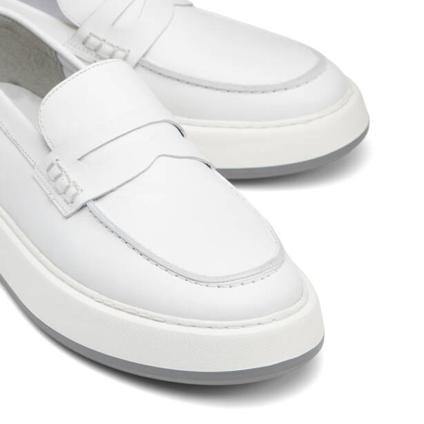 Beyaz Hakiki Deri Erkek Loafer - E26I1AY57628-A26 - 3