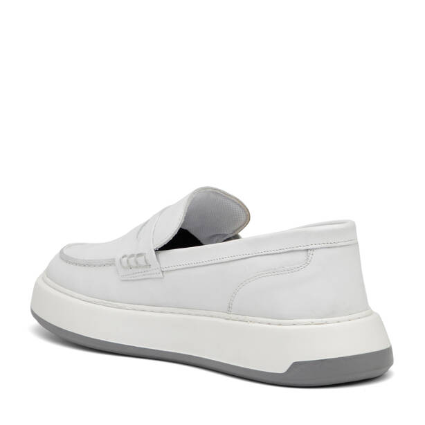 Beyaz Hakiki Deri Erkek Loafer - E26I1AY57628-A26 - 4
