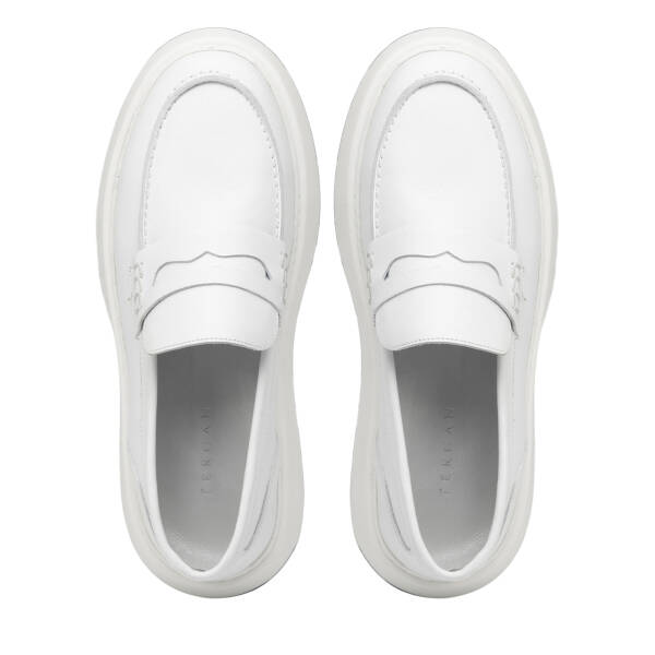 Beyaz Hakiki Deri Erkek Loafer - E26I1AY57628-A26 - 5