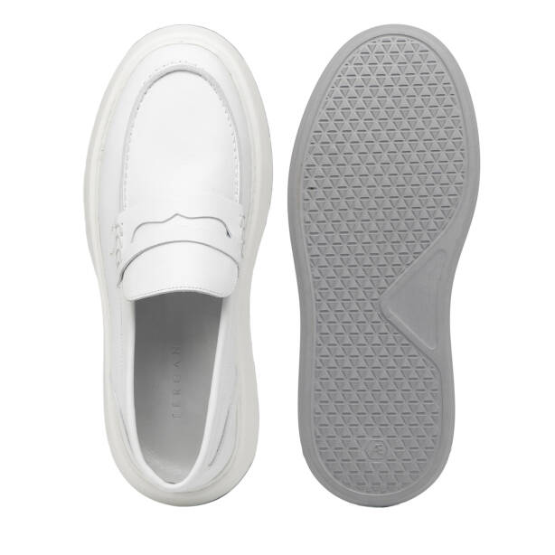 Beyaz Hakiki Deri Erkek Loafer - E26I1AY57628-A26 - 6
