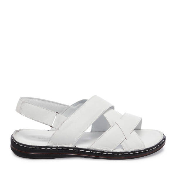 Beyaz Hakiki Deri Erkek Sandalet - E26Y1SN57603-A26 - 1