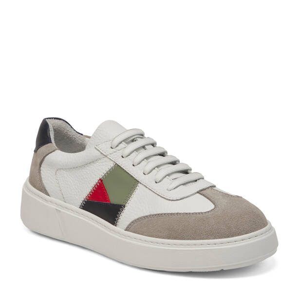 Beyaz Hakiki Deri Erkek Sneaker - E25I1AY57310-B69 - 2
