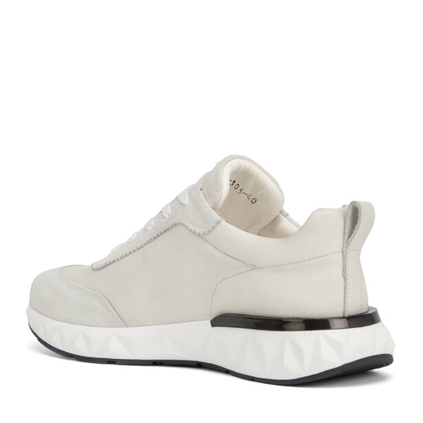 Beyaz Hakiki Deri Erkek Sneaker - E26I1AY57593-W25 - 4