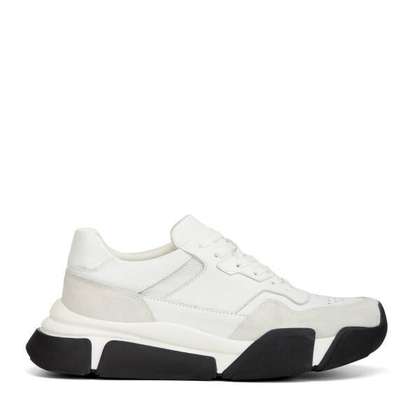 Beyaz Hakiki Deri Erkek Sneaker - E26I1AY57600-W25 - 1