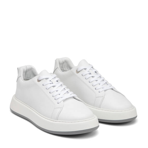 Beyaz Hakiki Deri Erkek Sneaker - E26I1AY57627-A26 - Tergan