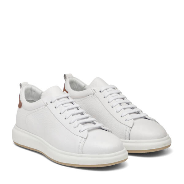 Beyaz Hakiki Deri Erkek Sneaker - E26I1AY57692-B69 - 2