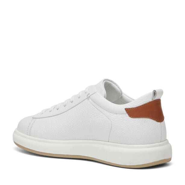 Beyaz Hakiki Deri Erkek Sneaker - E26I1AY57692-B69 - 4