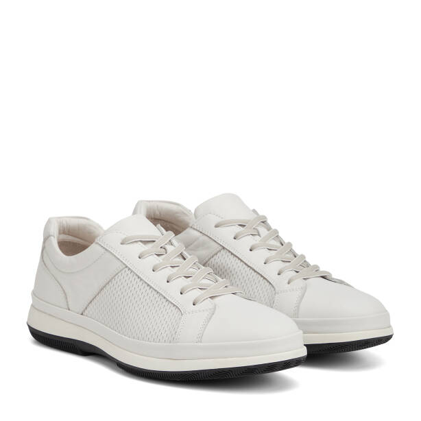 Beyaz Hakiki Deri Erkek Sneaker - E26I1AY57726-N3O - 2