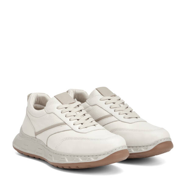 Beyaz Hakiki Deri Erkek Sneaker - E26I1AY57729-A26 - 2