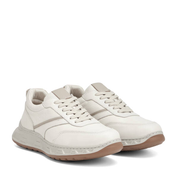 Beyaz Hakiki Deri Erkek Sneaker - E26I1AY57729-A26 - 2