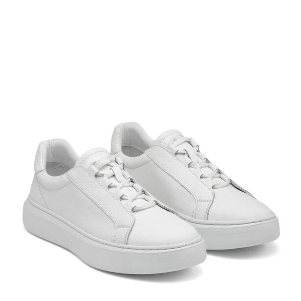 Beyaz Hakiki Deri Erkek Sneaker - E26I1AY57737-B69 - Tergan