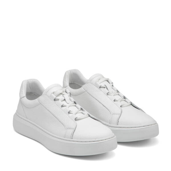 Beyaz Hakiki Deri Erkek Sneaker - E26I1AY57737-B69 - 2