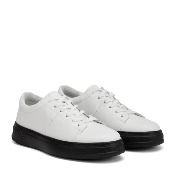 Beyaz Hakiki Deri Erkek Sneaker - E26I1AY57750-A26 - 2