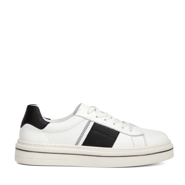 Beyaz Hakiki Deri Erkek Sneaker - E26I1AY57755-C52 - 1