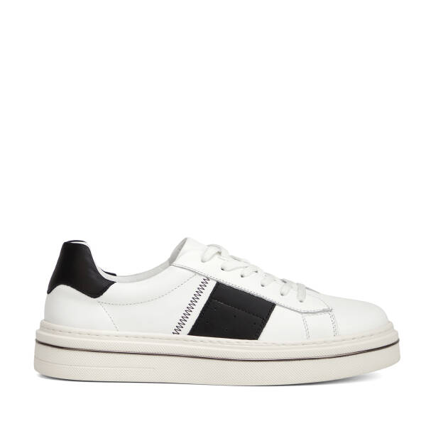 Beyaz Hakiki Deri Erkek Sneaker - E26I1AY57755-C52 - 1