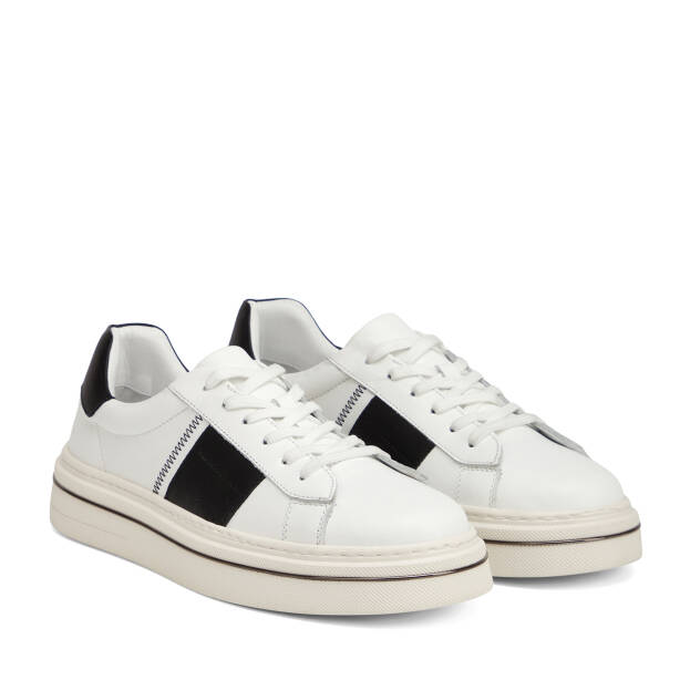 Beyaz Hakiki Deri Erkek Sneaker - E26I1AY57755-C52 - 2