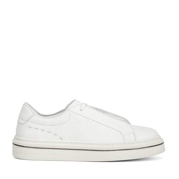 Beyaz Hakiki Deri Erkek Sneaker - E26I1AY57756-A26 - 1