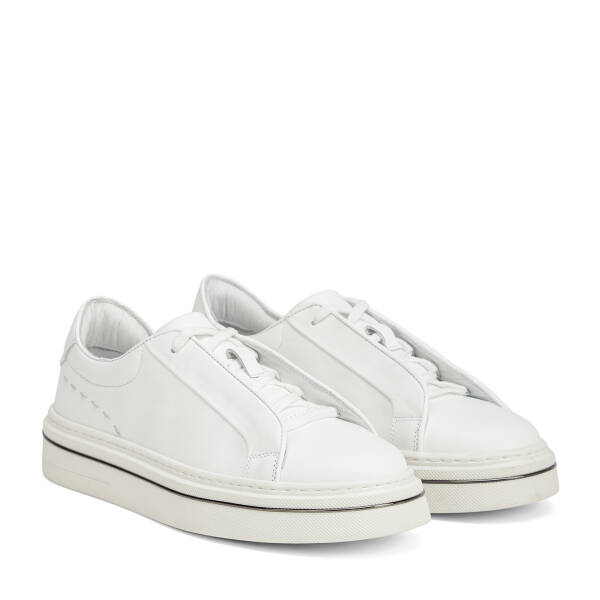 Beyaz Hakiki Deri Erkek Sneaker - E26I1AY57756-A26 - 2