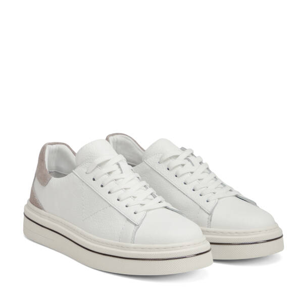 Beyaz Hakiki Deri Erkek Sneaker - E26I1AY57757-B69 - 2