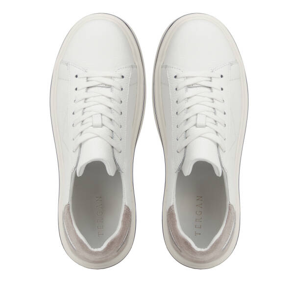 Beyaz Hakiki Deri Erkek Sneaker - E26I1AY57757-B69 - 5