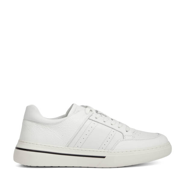 Beyaz Hakiki Deri Erkek Sneaker - E26I1AY57760-B69 - 1