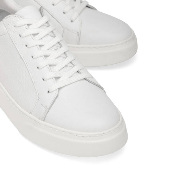 Beyaz Hakiki Deri Erkek Sneaker - E4MEAY057782-B69 - 3