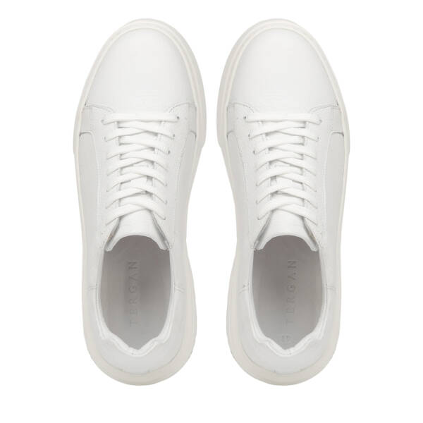 Beyaz Hakiki Deri Erkek Sneaker - E4MEAY057782-B69 - 5